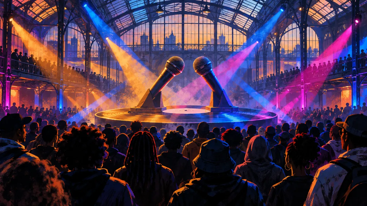 Illustration éditoriale : Le Grünt Festival dévoile un plateau rap encore en mouvement pour La Villette