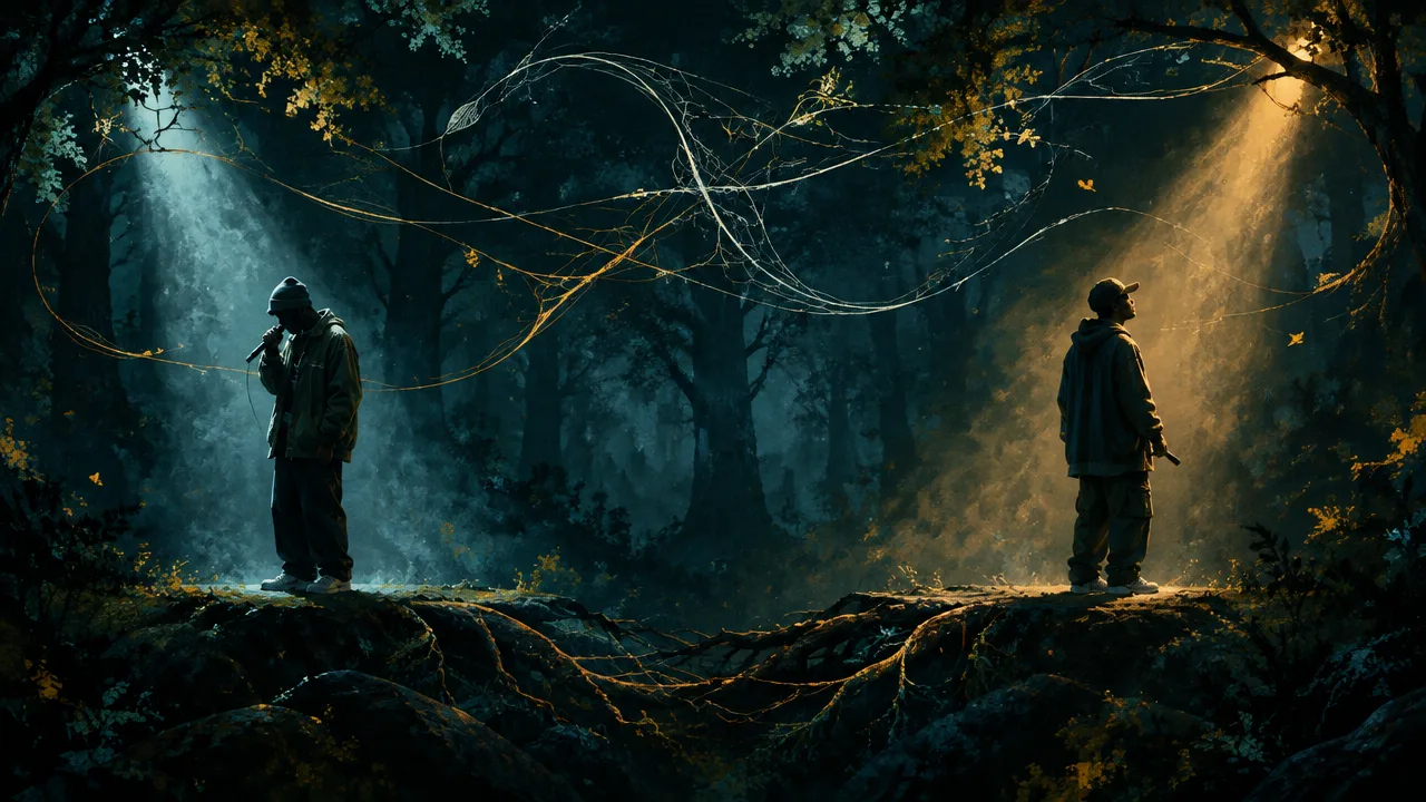 Illustration éditoriale pour Scylla et Furax Barbarossa prolongent leur dialogue dans « Jungle Noire »